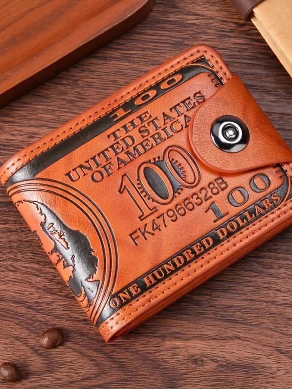 Money Clip Wallet with 100 Dollar Embossed Design like leather